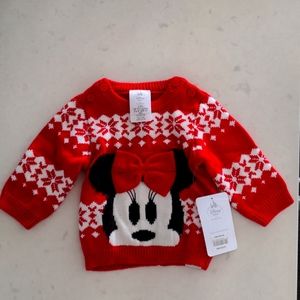 NWT Minnie Mouse 0-3 Months Christmas Sweater